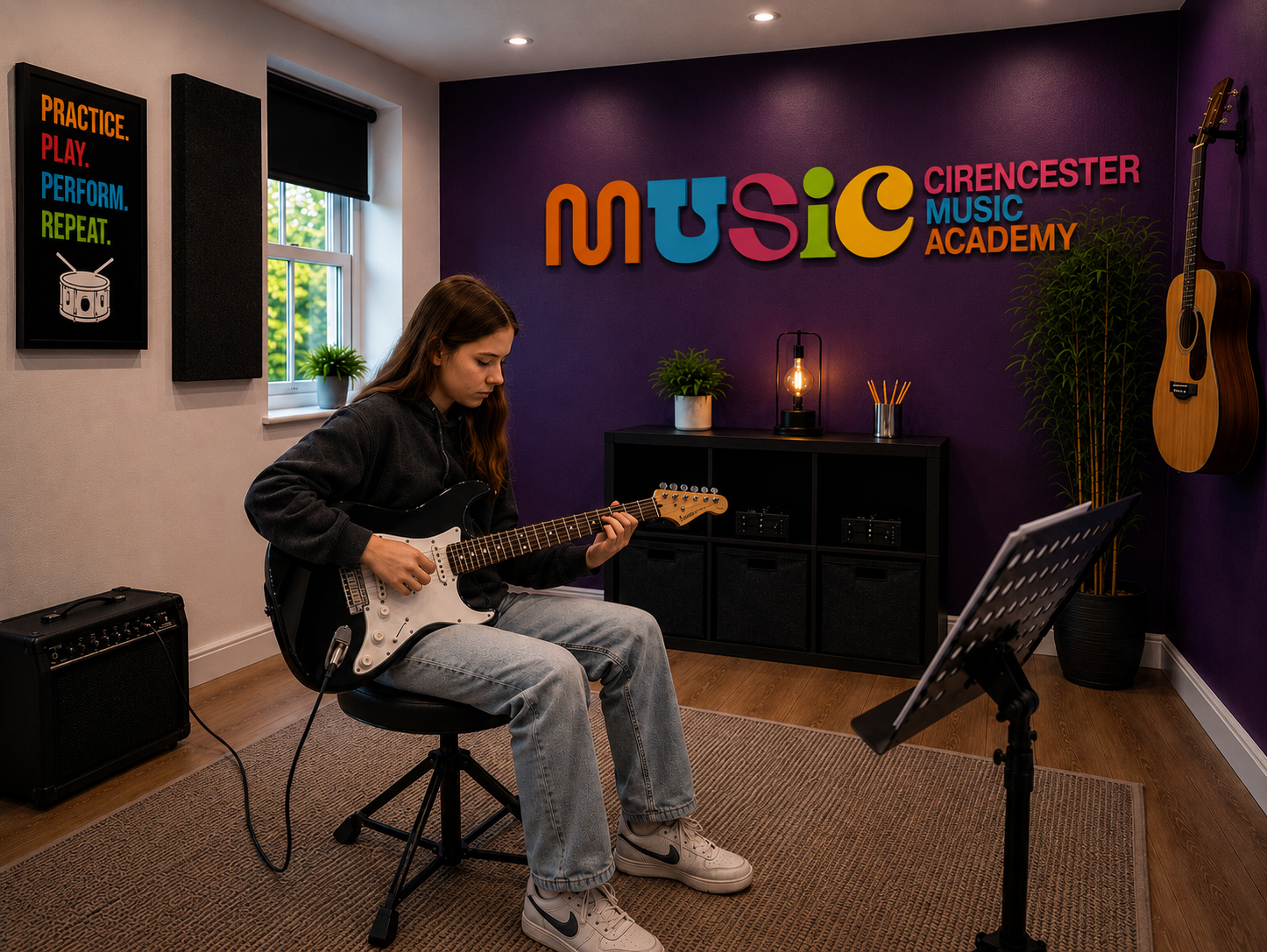 Electric guitar and amplifier