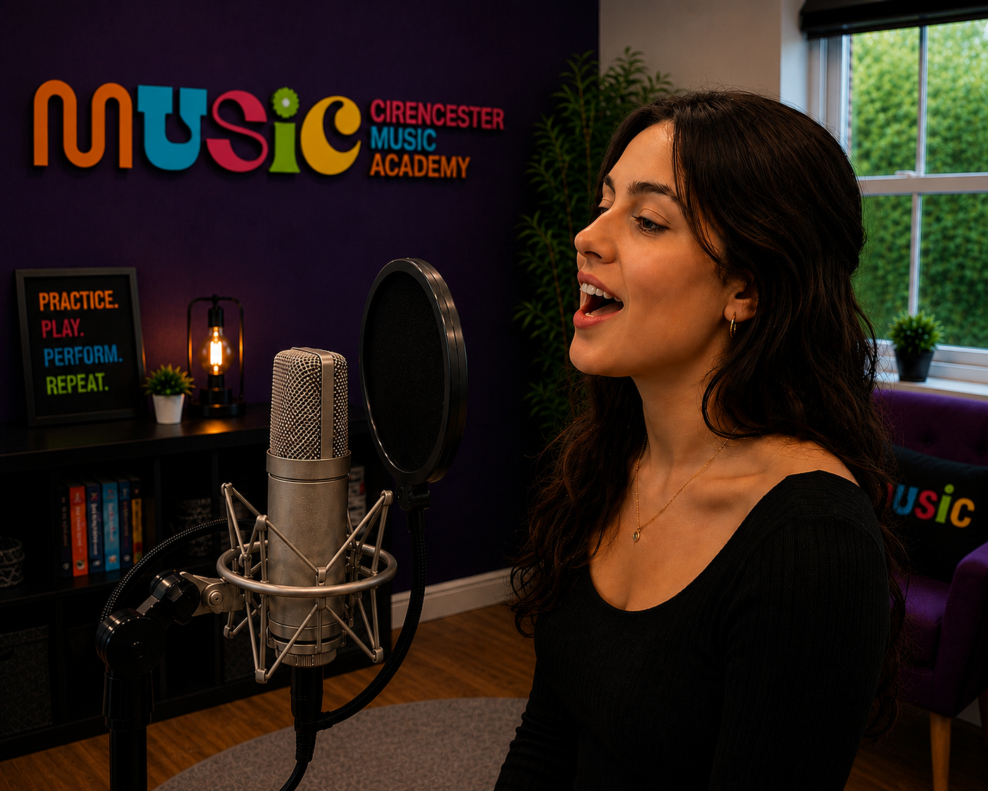 Singing teacher helping a student with vocal technique