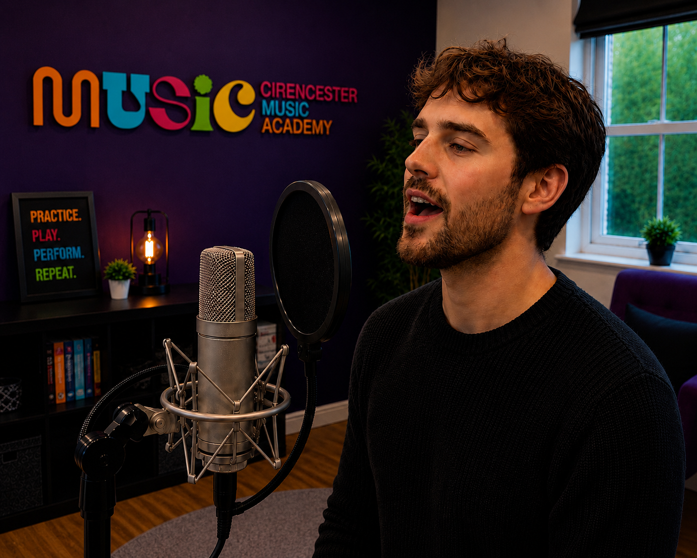 Student singing a favourite song during a lesson
